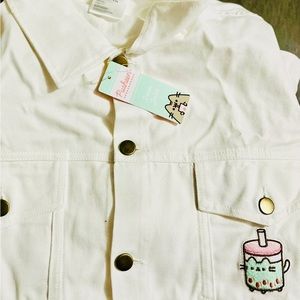 Limited edition pusheen white denim jacket